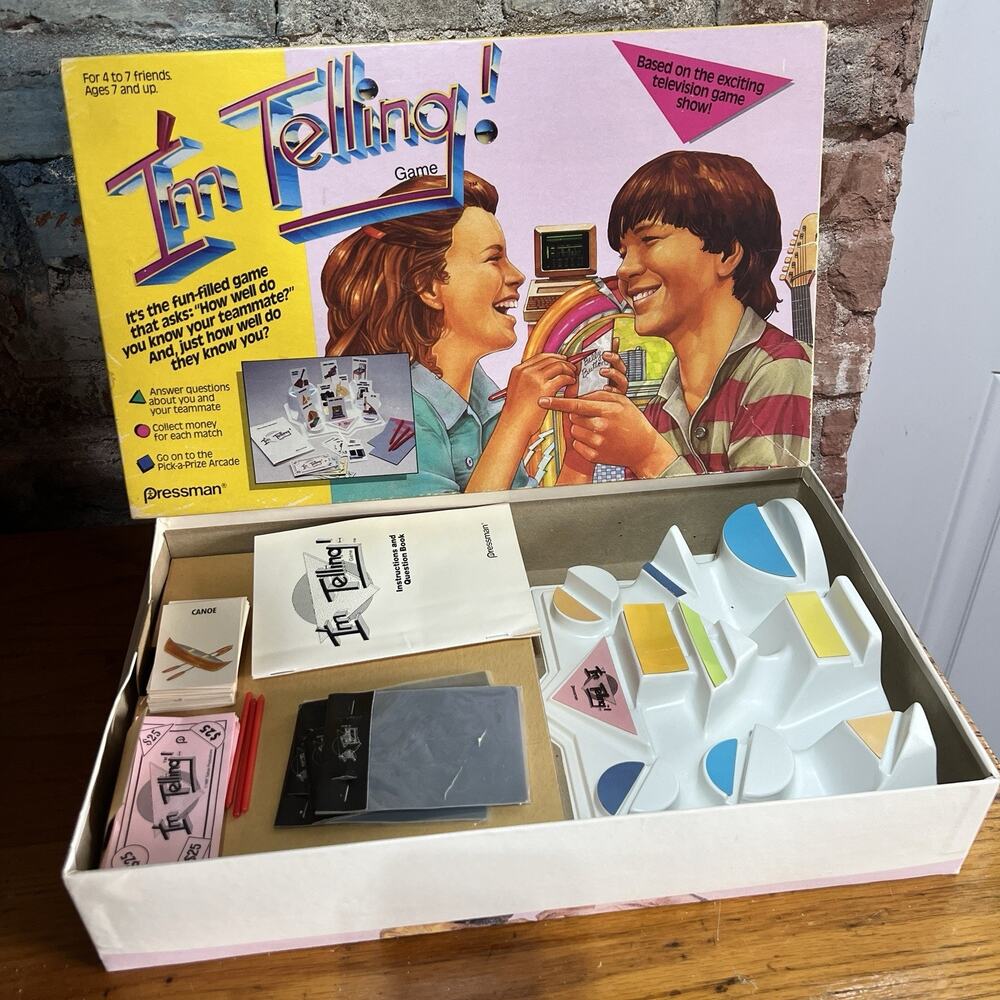 Vtg I'm Telling! Game 1987 Complete T.V. SHOW GAME Board Game All Pieces Present